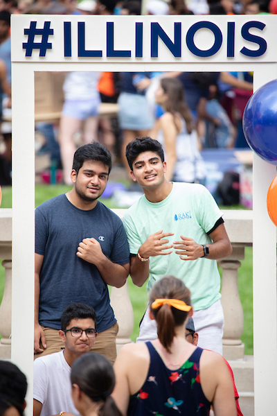 Students pose at Quad day